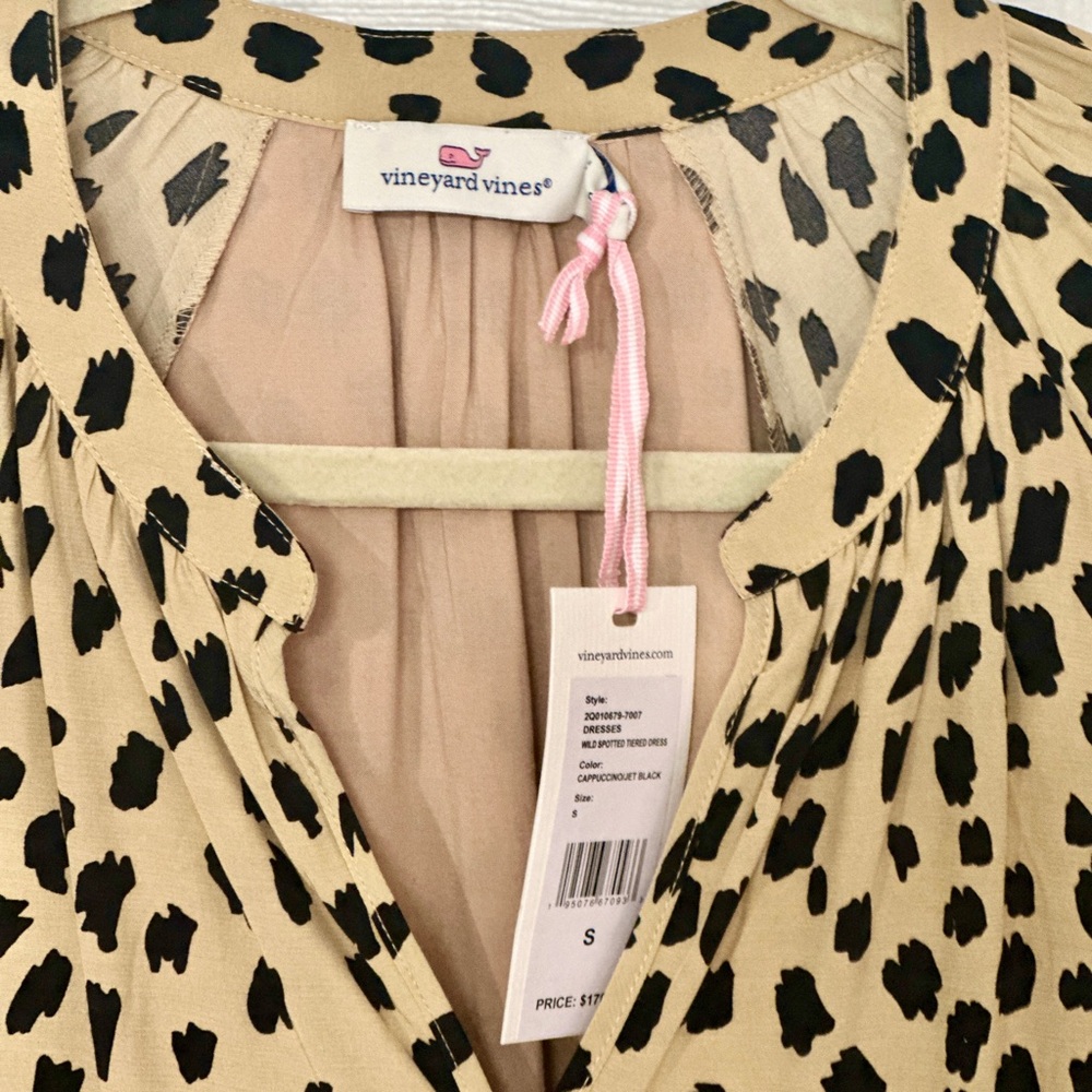 NWT Vineyard Vines Tan and Black Leopard Print Dress - Picture 3 of 8